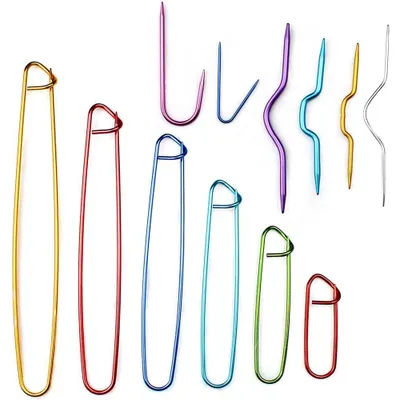 Produktbild von 12-teiliges Zopfstrickset, 12 Größen, verschiedene Farben, Maschenhalter-Set aus Aluminium, Häkelnadeln, Stricknadeln