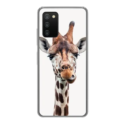 Produktbild von MuchoWow® Handyhülle Schutzhülle Hülle für Samsung Galaxy A03s Jungen - Giraffe - Tiere - Kopf - Porträt - Kind - Mädchen Silikon Softcase Handy Hülle - Schutz