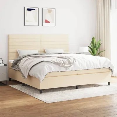 Produktbild von Boxspringbett mit Matratze Creme 200x200 cm Stoff