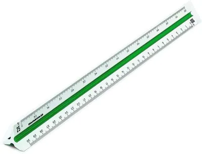 Obrázek produktu pro Trojúhelníkové pravítko 30 cm 150 měr 6 bílé Balení 15 kusů