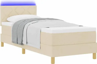 Produktbild von LED Boxspringbett mit Kopfteil Creme 80 x 200 cm Stoff