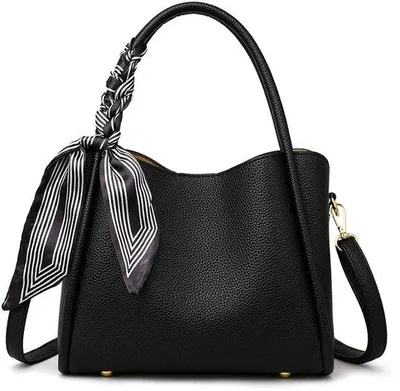 Immagine prodotto di Borsa a tracolla grande, stile vintage, in ecopelle, nera, con tracolla regolabile
