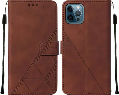 Produktbild von iPhone 12 Pro Max Hülle, Schlank Prägung Flip Leder Kartenfächer Schutzhülle mit Ständer für iPhone 12 Pro Max Braun