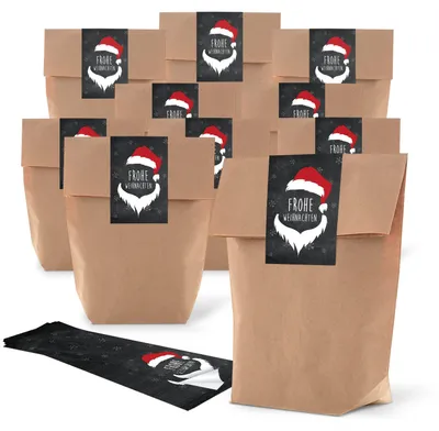 Productafbeelding van Cadeautassen - 10 stuks met stickers - voor verpakkingen - 19 x 29,5 cm
