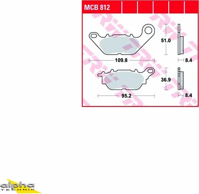 Produktbild von TRW Bremsbelagsatz MCB812 YBR125 Custom RE07