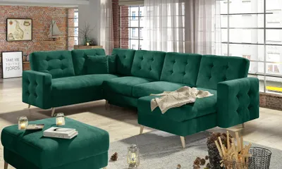 Produktbild von U-förmiges Sofa SASHA – dunkelgrün