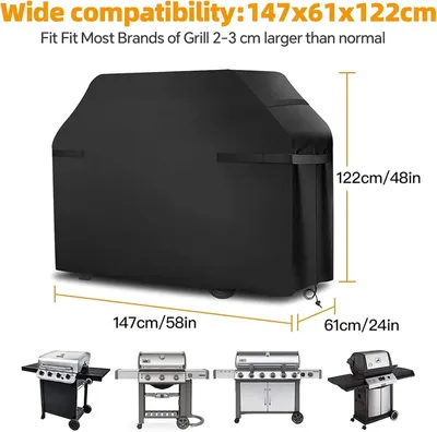 Imagen del producto de Funda para parrilla, impermeable, de 132 x 66 x 109 cm, resistente al viento y a los rayos UV, para uso en exteriores