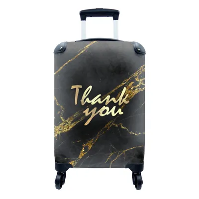 Obrázek produktu pro Kufr Příruční zavazadlo na kolečkách Malý cestovní kufr na 4 kolečkách Citáty - Děkuji - Gold - Marble - Velikost kabiny < 55x40x23 cm a 55x40x20 cm -