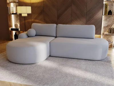 Produktbild von GrainGold Ecksofa L-Form Links Aurio O - Ecksofa mit Schlaffunktion und Bettkasten - Moderne Ecksofa, Wohnzimmer Ecksofa - Eckcouch Grau (Lambi 11)