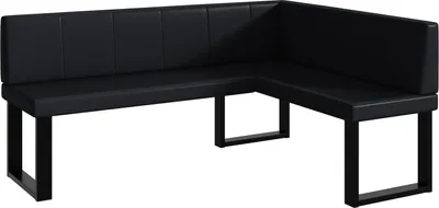 Produktbild von MEBLINI Eckbank für Esszimmer - Küchenbank - Essecke - Sitzecke Küche - PETER - U-Beine 128x168x87cm Rechts - Schwarz Kunstleder