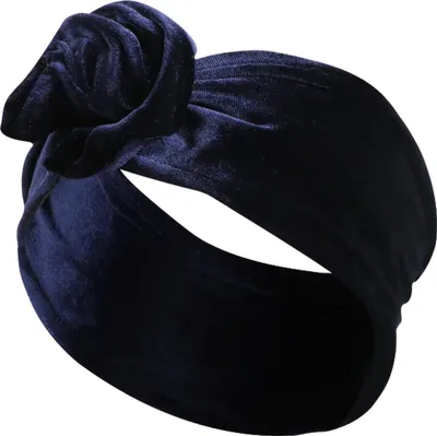 Zdjęcie produktu dla Aksamitna opaska z turbanem w eleganckim granatowym kolorze do casualowych stylizacji