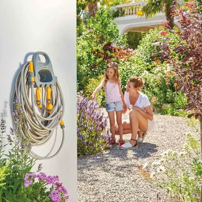 Produktbild von Hozelock Gartenschlauch mit Schlauchhalterung-Set 20 m