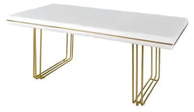 Produktbild von Luxus Esstisch Tisch Esszimmer Tische Metall Design Küchentisch Weiß Gold Holz