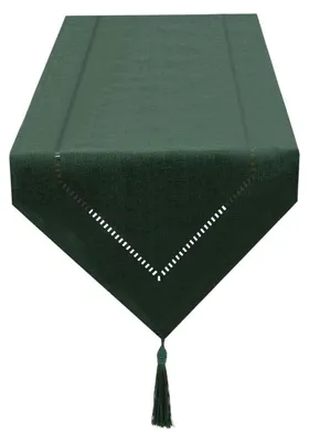 Obrázok produktu pre Dekoratívna látka na stôl, vzhľad ľanu, tmavozelená, 32 x 220 cm, ľahká údržba