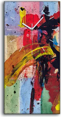 Produktbild von Wandbild Leinwand Bilder mit Uhr Geräuschlos 30x60 abstrakte farbenfrohe Grunge - weiße Hände