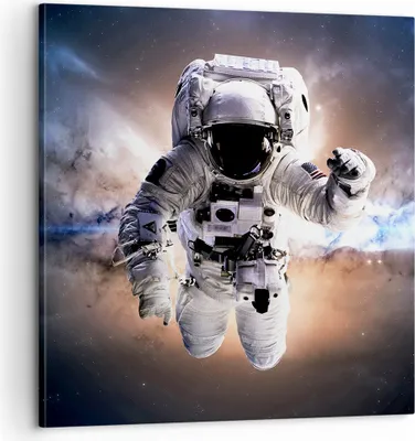 Produktbild von Bild auf Leinwand - Leinwandbild - Astronaut Erde Raum - 60x60cm - Wand Bild - Wanddeko - Wandbilder - Leinwanddruck - Bilder - Kunstdruck - Wanddekoration - Leinwand bilder - Wandkunst - AC60x60-2848