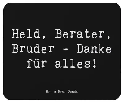 Produktbild von Mr. & Mrs. Panda Mousepad Spruch Held Bruder - Schwarz - Geschenk, Wertschätzung, Mauspad, Freundschaft, Unterstützung, laptop, Aufmerksamkeit, Mouse Pad, Bedanken, Danke