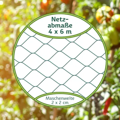 Produktbild von TTL GARDEN Vogelschutznetz 4x6m grün feinmaschig 20mm Laubnetz Gartennetz Obstbaumnetz robust