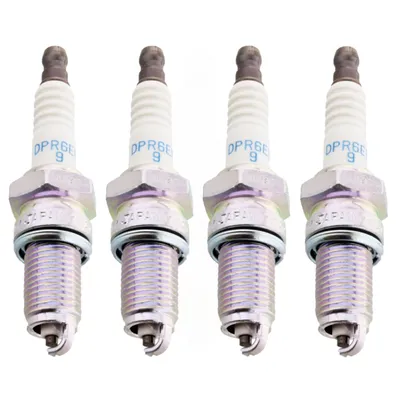 Produktbild von NGK Zündkerzen Set 4x DPR6EB-9 Zündkerze entstört, 19,0mm Langgewinde Ø 12,0mm, feste SAE-Anschlussmutter, 3108 kompatibel mit