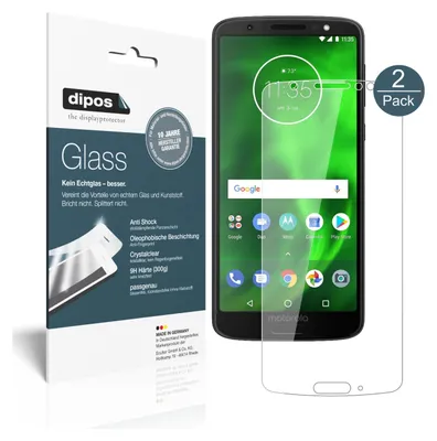 Produktbild von 2x Schutzfolie für Lenovo Moto G6 Plus - Anti-Shock 9H Folie dipos Glass