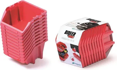 Image de Set úložných boxů 10 ks BINEER SHORT SET 180x98x118 mm - barva: červená