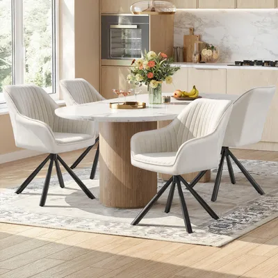 Produktbild von SONGMICS Esszimmerstuhl 4er Set, Küchenstuhl, Sessel drehbar, Samt, Polsterstuhl mit Armlehnen, bis 120 kg belastbar, Stahlbeine, für Esszimmer Küche