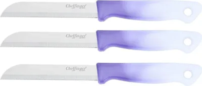 Image de 3 couteaux de cuisine 18 cm avec manche ergonomique - polyvalent & facile d'entretien, Violet