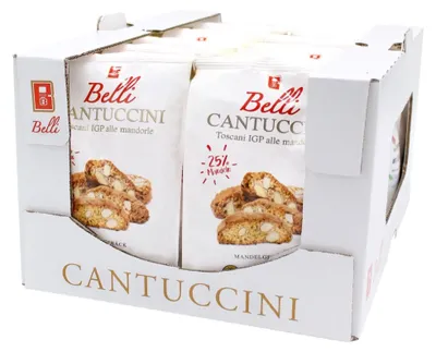Produktbild von Belli Cantuccini mit 25% Mandelanteil VPE (10x250g Packung)