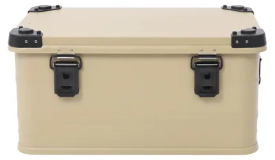 Immagine prodotto di Contenitore di stoccaggio per campeggio - Contenitore da 50 litri - Grande capacità - In metallo - Con coperchio - Portatile - Colore kaki