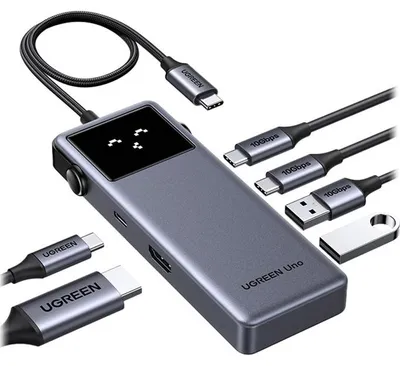 Productafbeelding van HUB 6-in-1, HDMI 4K/60Hz, 3x USB-A, USB-C, USB-C PD 100W, 5 Gb/s, Ugreen CM889, grijs