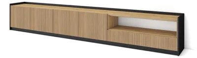 Immagine prodotto di Mobile TV Soggiorno, Ampio spazio a disposizione, 310x37x50 cm, Per TV fino a 80", Mobile Soggiorno, Stile moderno, Rovere e nero