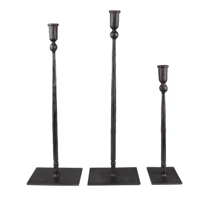 Obrázek produktu pro Clayre & Eef Sada 3 svícnů 35 / 49 / 52 cm Černá litina