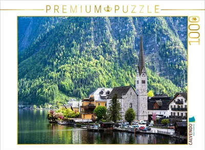 Produktbild von CALVENDO Puzzle Ein Blick auf die Kirche von Hallstatt | 1000 Teile Lege-Größe 64x48cm Foto-Puzzle für glückliche Stunden