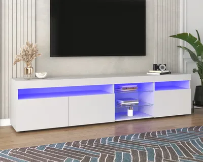 Immagine prodotto di Sweiko Mobile TV moderno bianco, pannello luminoso, illuminazione LED variabile, soggiorno e sala da pranzo 180 cm