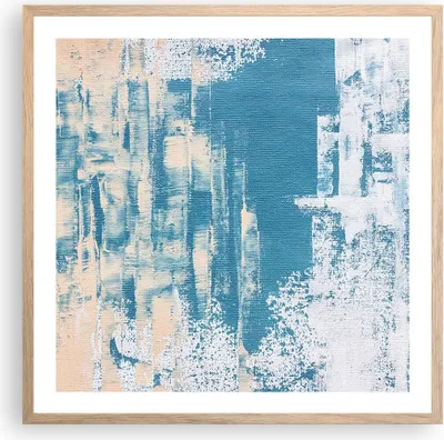 Produktbild von Gerahmtes Poster - Rahmen in heller Eiche - Blau Farben Hintergrund - 60x60 cm - Wand Bild - Wanddeko - Wandbilder - Kunstposter - Wandposter - Bilderrahmen - Bilder - Kunstdruck - P2NAC60x60-5062