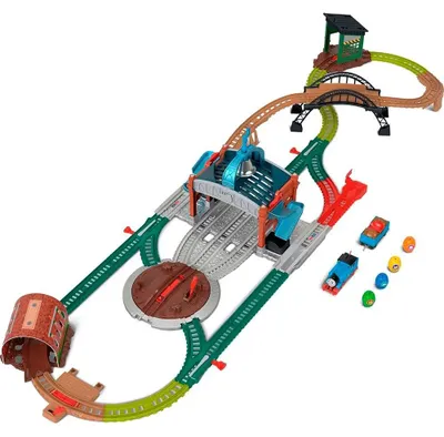 Produktbild von Fisher-Price Thomas & seine Freunde Fässer-Lieferset zum Beladen und Abfeuern von und klassische, batteriebetriebene Spielzeuglok, Zug- & Schienen-Set, 3 Jahr(e), AAA, Kunststoff, Mehrfarbig