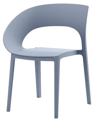 Image de Chaise de cuisine empilable Rebecca Mobili Arios 82,5 x 54 x 60 cm, polypropylène, bleu-gris, style moderne, lot de 2