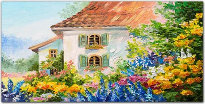 Produktbild von Coloray - Bild aus Glas - 120x60 cm - wanddekoration wohnzimmer glasblock mit bild gehärtetes Glas Dekoration Küche - Das Dorf Blumen Haus der Natur