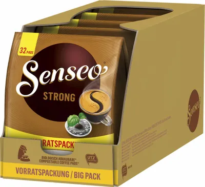 Produktbild von Senseo Kaffeepads Strong Vorratspackung 5er Set, Kräftig, gemahlener Röstkaffee, 5x32 Pads