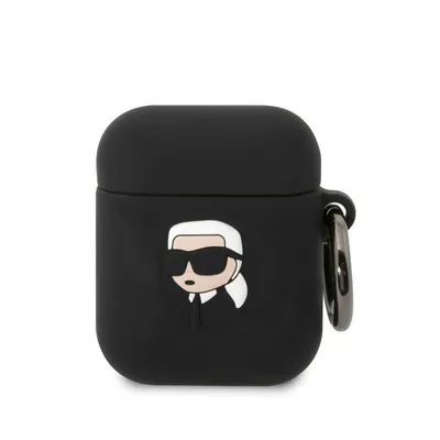 Obrázek produktu pro Pouzdro Karl Lagerfeld Silicone Karl Head 3D Na Airpods 1/2 - Czarne