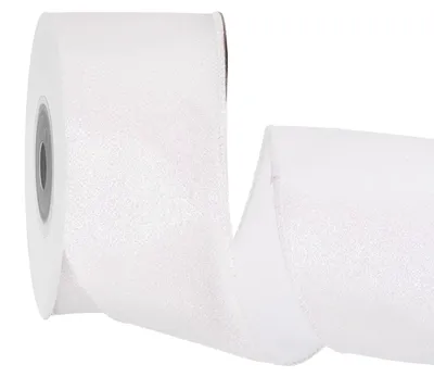 Productafbeelding van Glitterdraadlint - Sprankelend decoratielint - Voor knutselen en decoreren - 10 meter x 6,3 cm - Wit