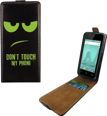 Produktbild von Handyhülle Tasche Flip für Wiko Sunny 2 Dont Touch My Phone Grün