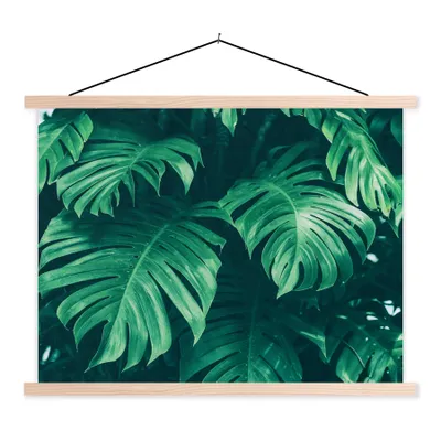 Produktbild von MuchoWow® Textilposter Monstera - Blätter - Pflanzen - Dschungel - Natur 60x45 cm mit holzfarbenen Rahmen - Bild