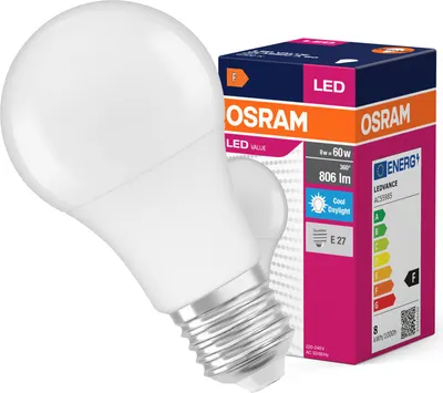 Produktbild von OSRAM LED VALUE CLASSIC A 8.5W 865 gefrostet E27 Lampe 806lm 6500K tageslichtweiss wie 60W 4099854109829