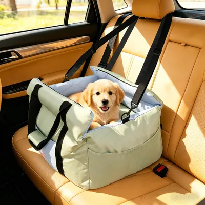 Immagine prodotto di Seggiolino auto per cani, cuccia per cani, cestino auto per cani, impermeabile, antiscivolo, pieghevole, seggiolino auto per cani e gatti, colore verde