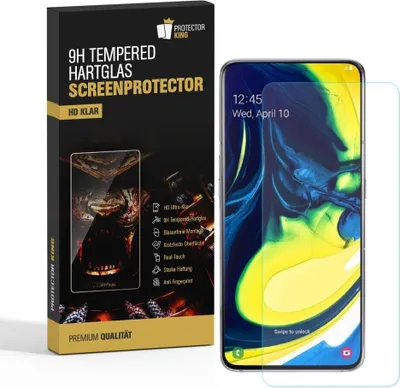 Produktbild von 1x 9H Hartglas für Samsung Galaxy A80 Schutzfolie Schutzglas HD Klar Displayglas Tempered Glasfolie Panzerglas Sicherheitsglas Echtglas Displayschutz Panzerfolie