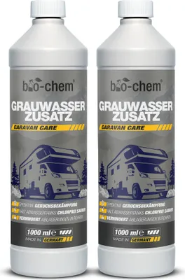 Produktbild von bio-chem Grauwassertank-Zusatz - 2X 1000 ml Konzentrat - Tank-Reiniger für Schmutzwasser-, Grauwasser- und Abwasser-Tank von Wohnmobil, Wohnwagen - DE