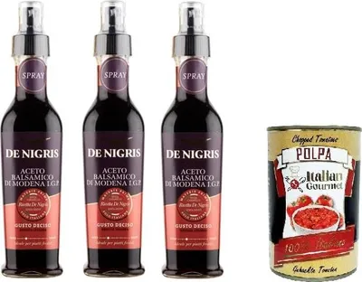 Produktbild von De Nigris Aceto Balsamico di Modena IGP Balsamico-Essig aus Modena I.G.P. Gusto Deciso Spray 3x250 ml+ Italian Gourmet polpa 400g