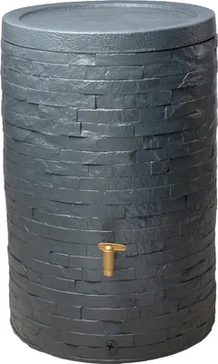 Produktbild von 4rain Regenspeicher Arondo, Regentonne inkl. Deckel / Auslaufhahn / Zulaufdichtung, Höhe 93 cm, Ø 60 cm, Kunststoff, grau