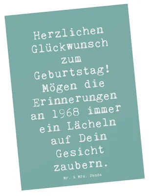 Produktbild von Mr. & Mrs. Panda Postkarte Spruch 1968 Geburtstag - Meeresbrise - Geschenk, Geburtstagsgeschenk, Ansichtskarte, spruchkarte, Alter, Erinnerungen, an, Geburtsjahr
